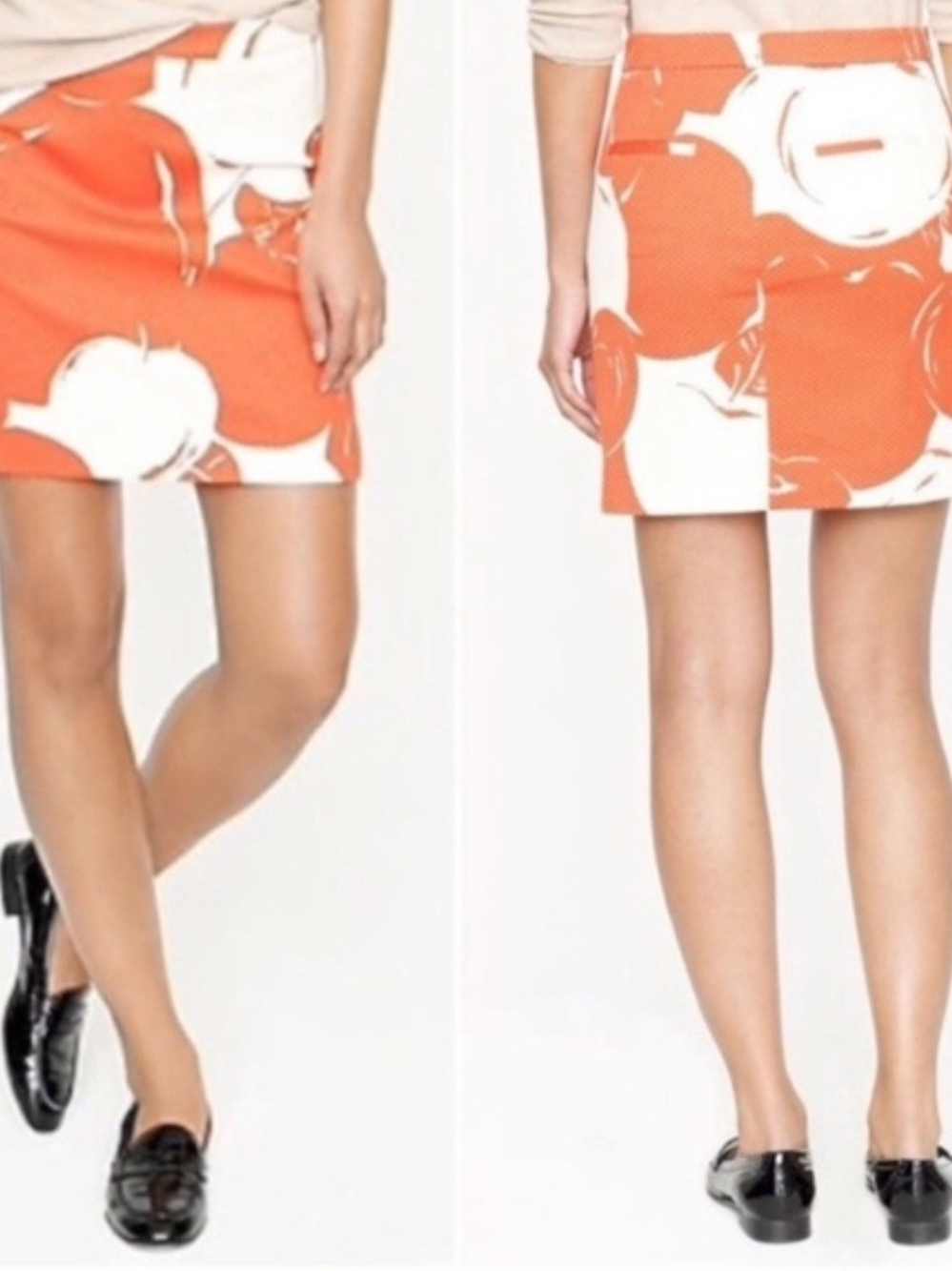 J. Crew Orange and White Floral Mini Skirt